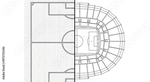 Theater seating plan and stage layout.