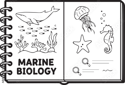 Professional Marine Biology Field Notebook with Detailed Sketches of Coral Reefs, Marine Life, and Oceanographic Data for Scientists, Educators, and Conservationists – Perfect for Academic
