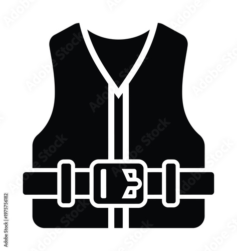 Vector of a life jacket with a buckle and straps for safety