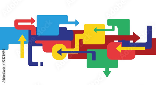 Business process management abstract colorful flow chart