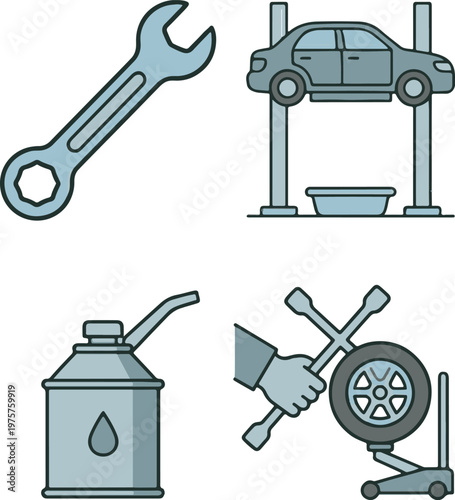 Automotive Repair Tools and Garage Equipment Set
