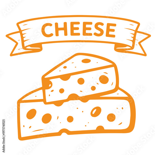 Cheese stacked slices with holes dairy product farm food illustration

