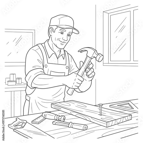 Craftsman Building Wooden Projects With Hand Tools in Workshop