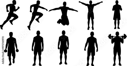 Fitness and Gym Activity Silhouettes, art vector design