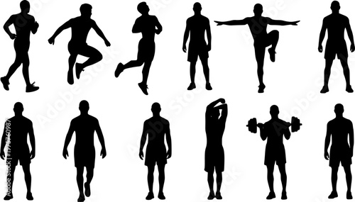 Fitness and Gym Activity Silhouettes, art vector design