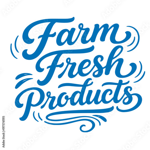 Farm fresh products handwritten lettering organic food market logo illustration
