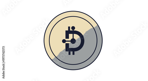 Abstract cryptocurrency coin illustration on isolated white background