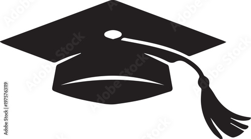 Graduation Cap Tossed in Air with Flowing Tassel Clean Minimal Composition