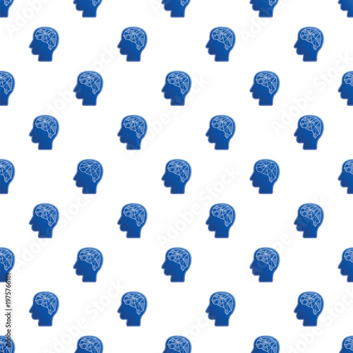 Seamless pattern developing artificial intelligence and digital brain concepts on a white background