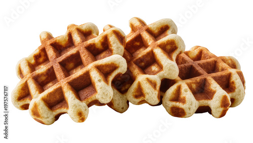 Canvastavla Stacked golden brown waffles with grid pattern and textured surface