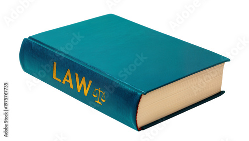 Konstfotografi Teal Law Book with Scales of Justice Symbol on Spine