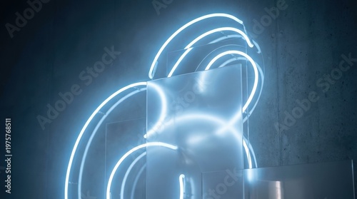 An abstract blue neon backdrop with glowing layers and soft light diffusion, sleek digital atmosphere, ultra-realistic, no logos.