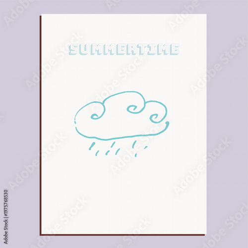 Hand-drawn Summertime Rain Cloud Illustration