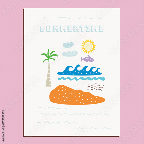 Flat Design Summertime Beach Illustration