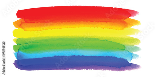 A vibrant and artistic watercolor painting featuring the iconic colors of the bright rainbow pride