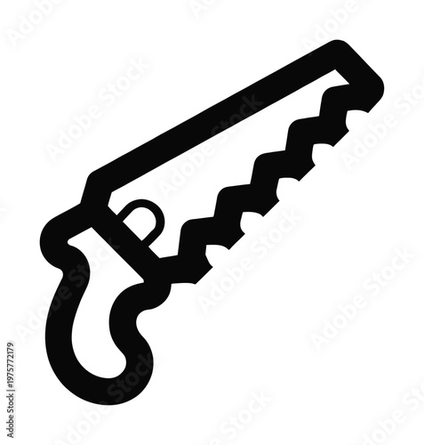 Vector of a hand saw with a curved handle and jagged blade