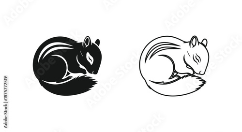 Sleeping Hamster Cute Cartoons Simple Design Vector