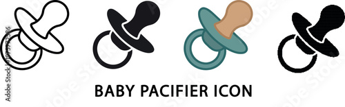 Three variations of a baby pacifier illustration on transparent background