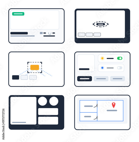 Set of Minimalist UI UX Dashboard and Widget Interface Elements