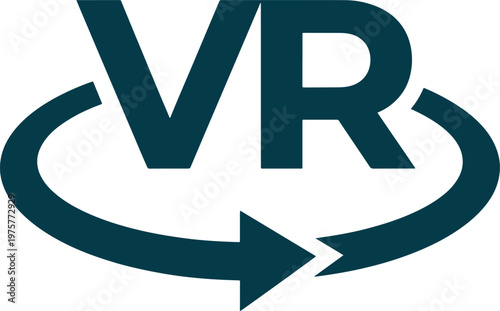 Virtual reality icon with rotation arrow for immersive technology and gaming experience.
