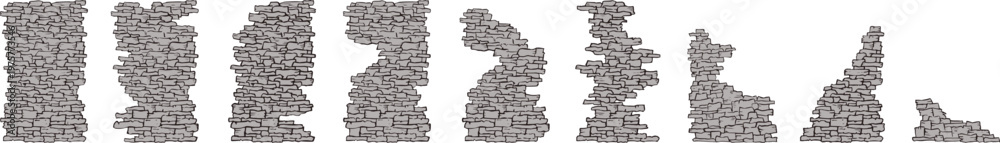 Fototapeta premium Design of ancient broken pillards draw