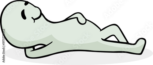 funny vector character lying down peacefully, enjoying a relaxed nap with a playful pose, soft lines, and charming cartoon energy draw