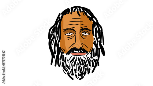 Anaxagoras portrait, flat vector illustration