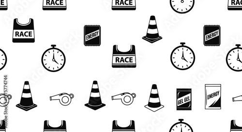 Racing icons and traffic cones.