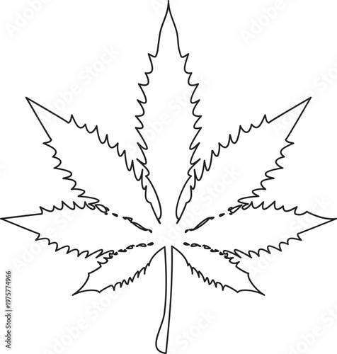 Cannabis Leaf Outline Drawing