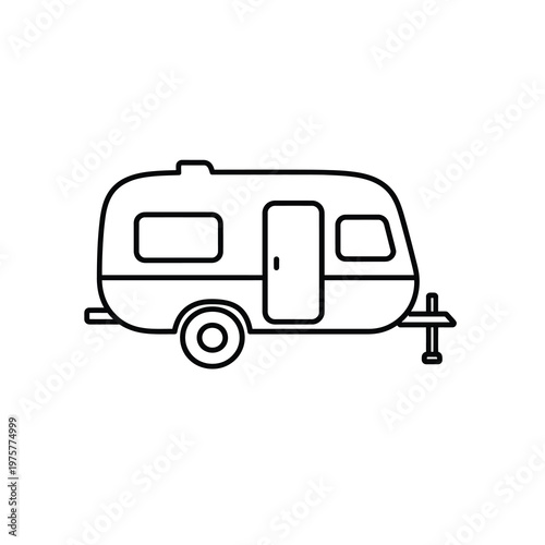 Vector of a small travel trailer parked