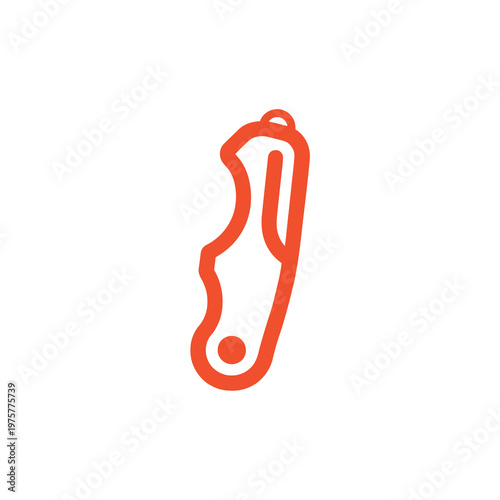 Vector of a red outlined keychain shaped like a carrot