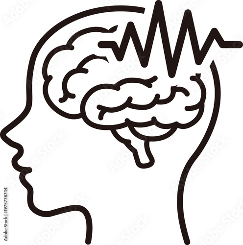 Epilepsy brain seizure icon medical illustration