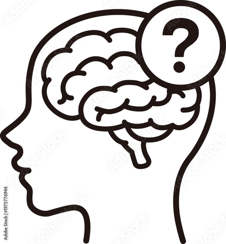 Dementia brain memory loss icon medical illustration