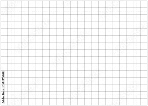 Black dotted grid texture on white background. Mathematics dashed grid pattern. Typographical template to make notebook production. School, education, backdrop. Black wide squared grid paper.