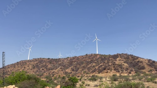Wind Turbines on Hill Landscape  Clean Renewable Energy in Rural Terrain