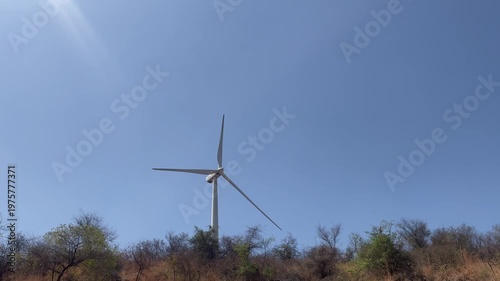 Wind Turbines on Hill Landscape  Clean Renewable Energy in Rural Terrain