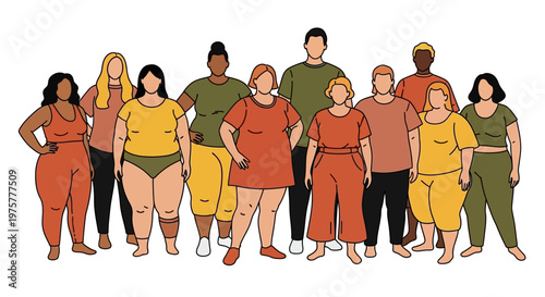 Diverse group of people standing together in casual wear
