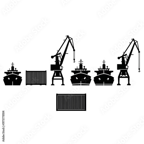 Cargo Ships and Cranes in Port: Shipping Containers and Logistics