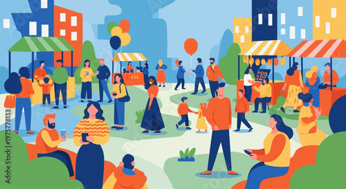 Diverse people enjoying community event in park