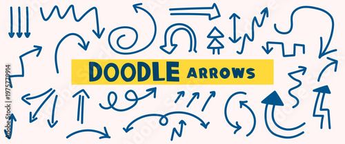 Hand-drawn doodle arrows. A set of simple freehand designer elements.