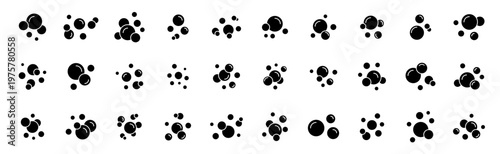 Bubble icon set. Soap foam, oxygen bubble, effervescent effect, fizzy drink. Vector editable stroke