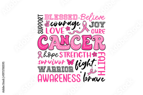 Foto Breast Cancer Awareness Inspirational Word Art Sublimation Design