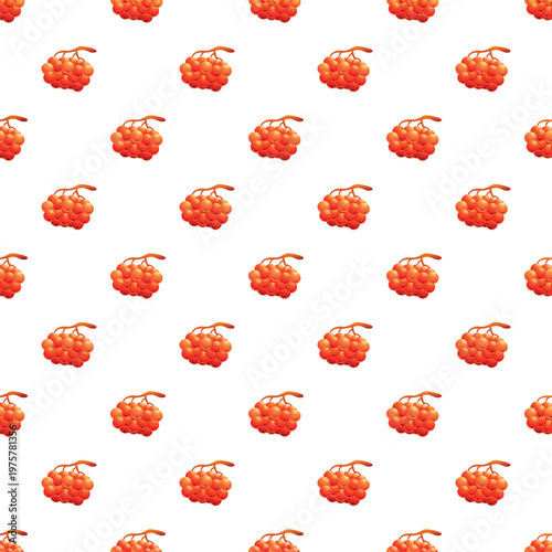 Cartoon rowan berries forming a seamless repeating pattern on a white background
