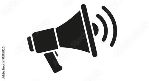 flat vector megaphone with sound waves for communication and promotion