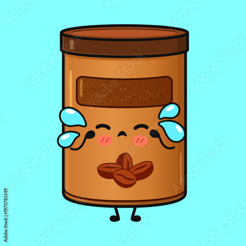 Crying coffee character cartoon illustrating sadness and emotion