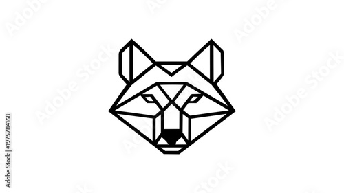 Geometric wolf head logo, polygonal animal portrait vector illustration
