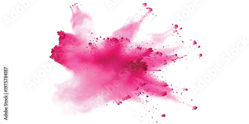 Vibrant pink powder explosion captured against a clean white background in high detail.