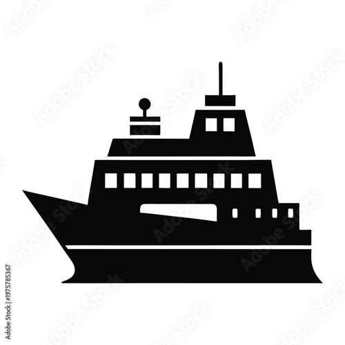Cruise ship luxury liner vector illustration sailing in calm ocean with tourism and travel concept