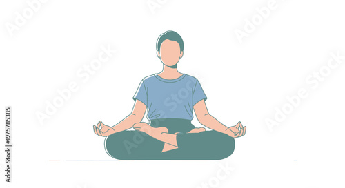 Woman practices yoga in a serene setting seated in lotus position with hands outstretched embodying calmness and mindfulness in a peaceful atmosphere