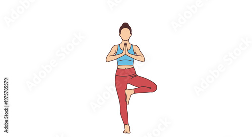 Woman in yoga pose tree stance meditation fitness wellness balance exercise flexibility mindfulness health